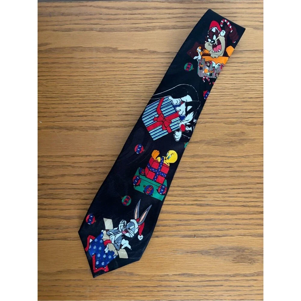 Vintage 90s Looney Tunes Mania Christmas Necktie